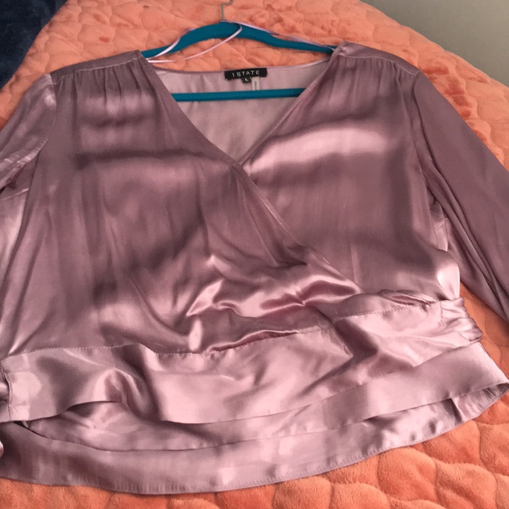 Lilac satin wrap top